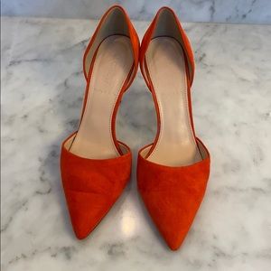 J Crew orange suede heels